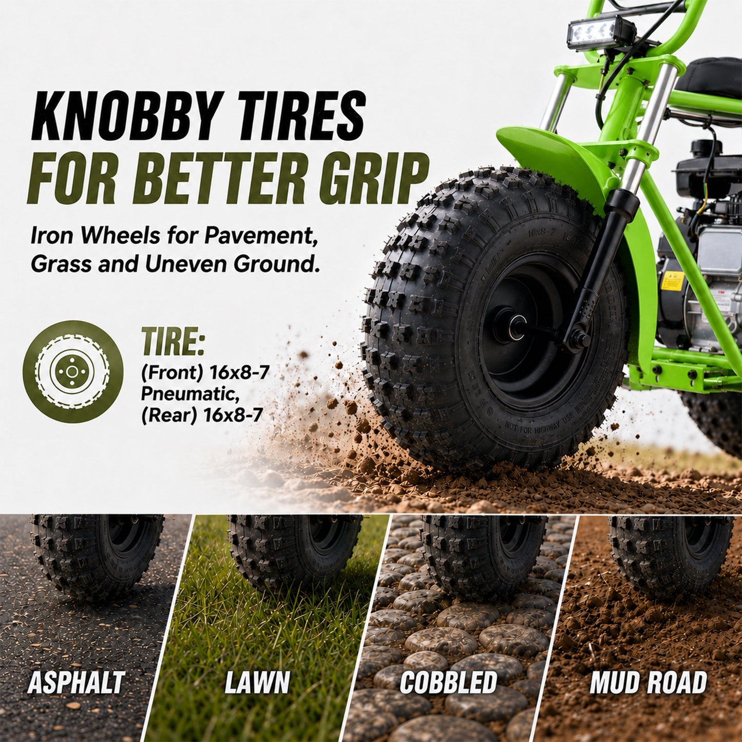 Aoemoe 105CC Dirt Bike, 30 MPH High-Speed Off-Road Motorcycle, Lime Green