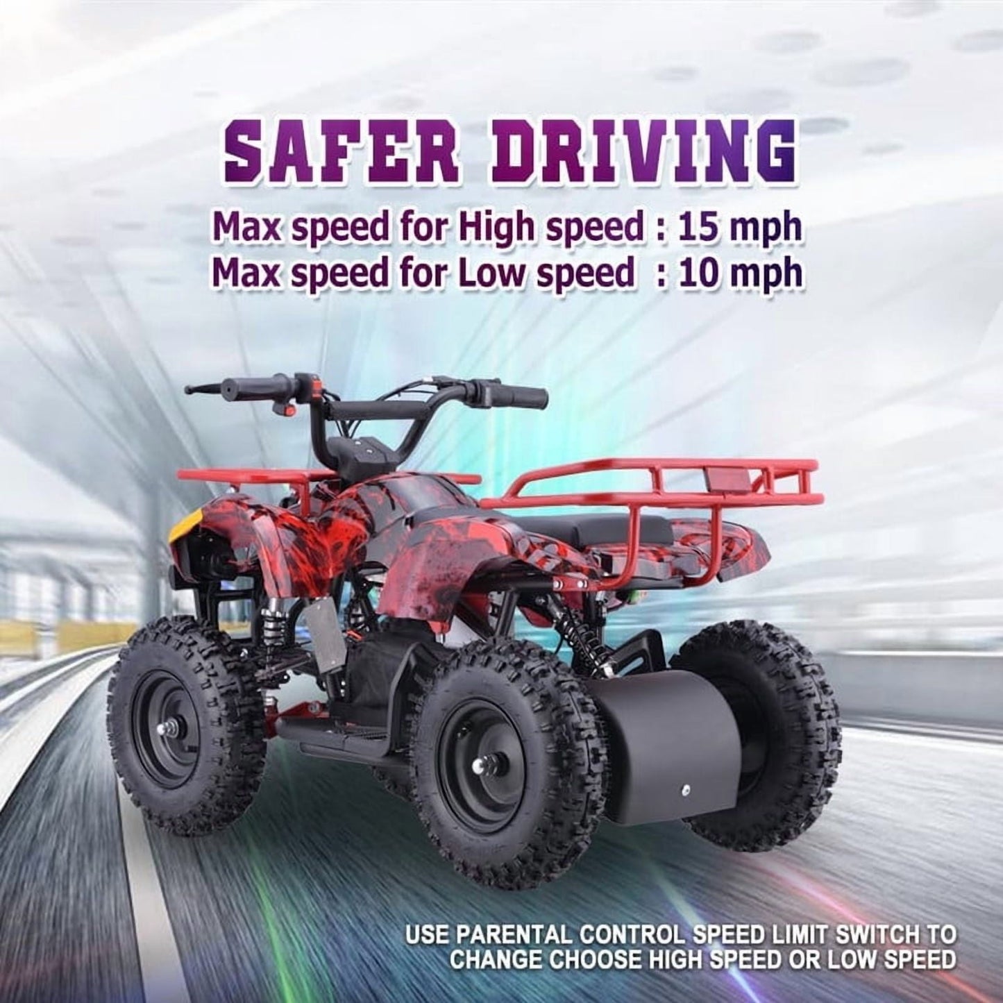 QEASET Electric atv Dirt Quad, 36V 500W Motor, 12-15mph Speed, Twist Grip Acceleration & Hand Operated Disc Brakes,Knobby Air Tires, Multiple Colors, Holiday Gifts