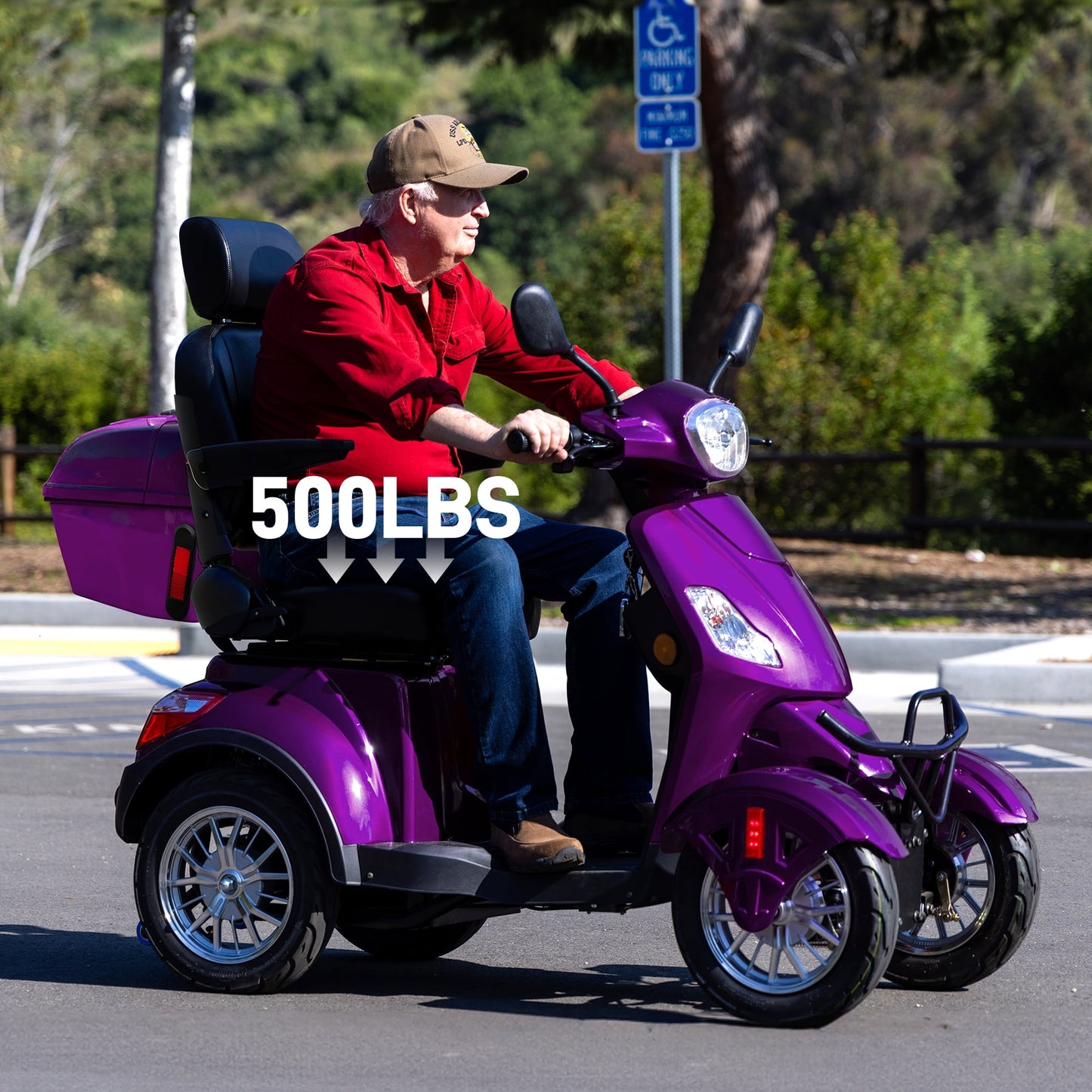 Arshin Mobility Scooters for Seniors & Adults,500lbs Capacity Heavy Duty Electric Mobility Scooters with 4 Wheels,800W Long Range Battery and Speed Adjust Medical Scooter(Purple)