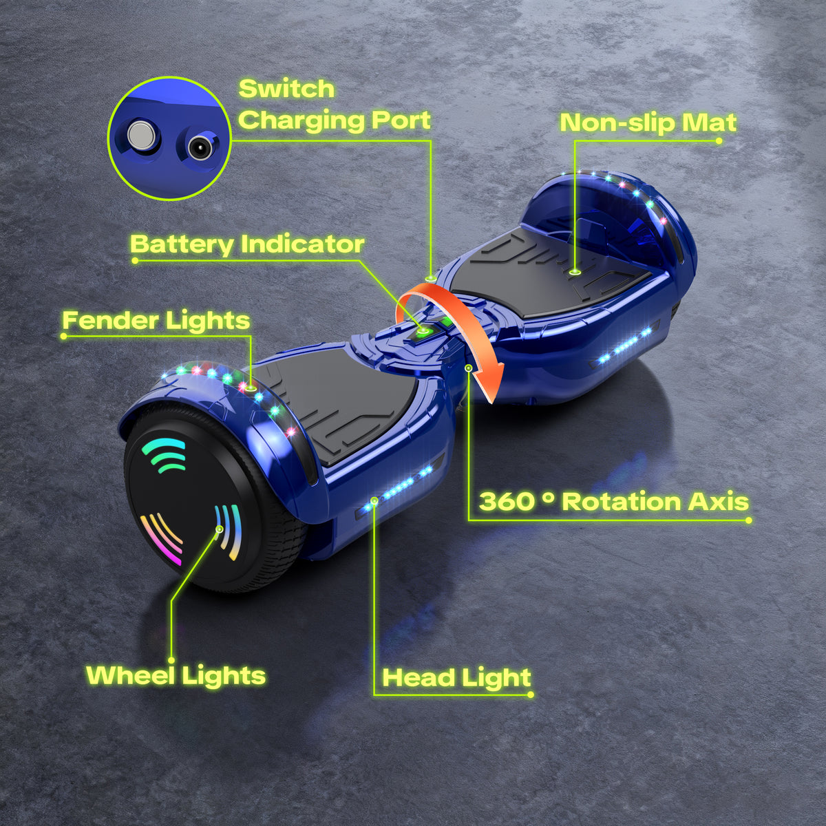 Mosta Hover Electric Scooter Board for Kids & Adults, All Terrain Self-Balance Scooter with Bluetooth and Led Lights,6.5 inch,165 lbs capacity,LED Light,Perfect Gift
