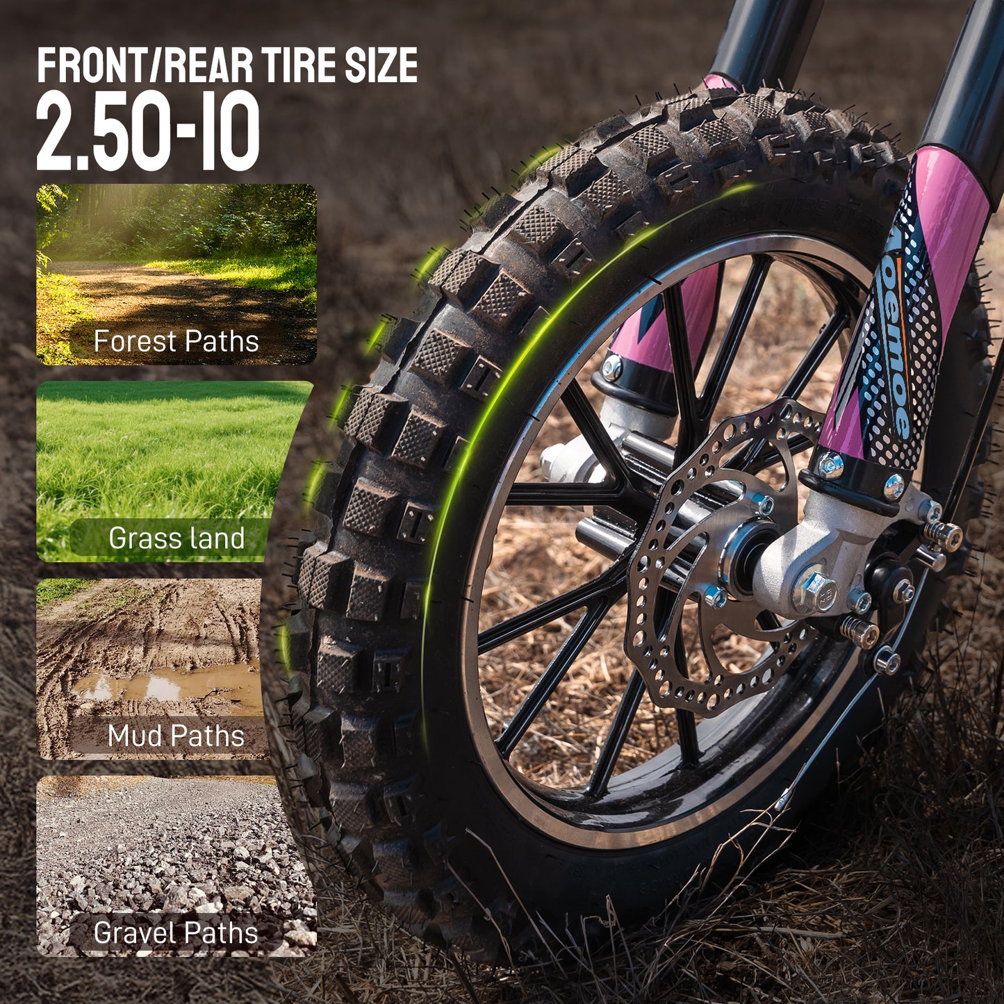 Aoemoe Gas Dirt Bike, 50cc 4-Stroke Gas Powered Kids Off Road Motorcycle (Model-DB4S004) with Off-Road Tire, Suspensions, Disc Brakes, Max Load 165Lbs, Up to 25Mph, NO OIL MIX REQUIRED