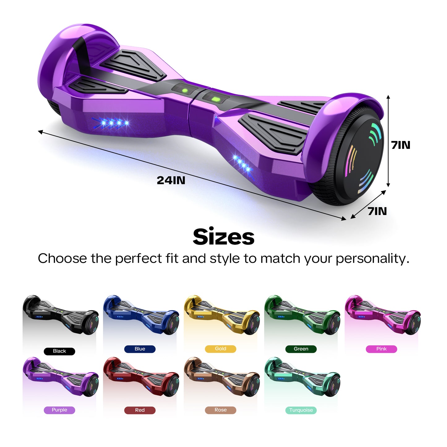 MOSTA All Terrain Self-Balance Scoote ,Electric Scooter Board for Kids & Adults with Bluetooth and Led Lights,6.5 inch,165 lbs capacity Perfect Gift