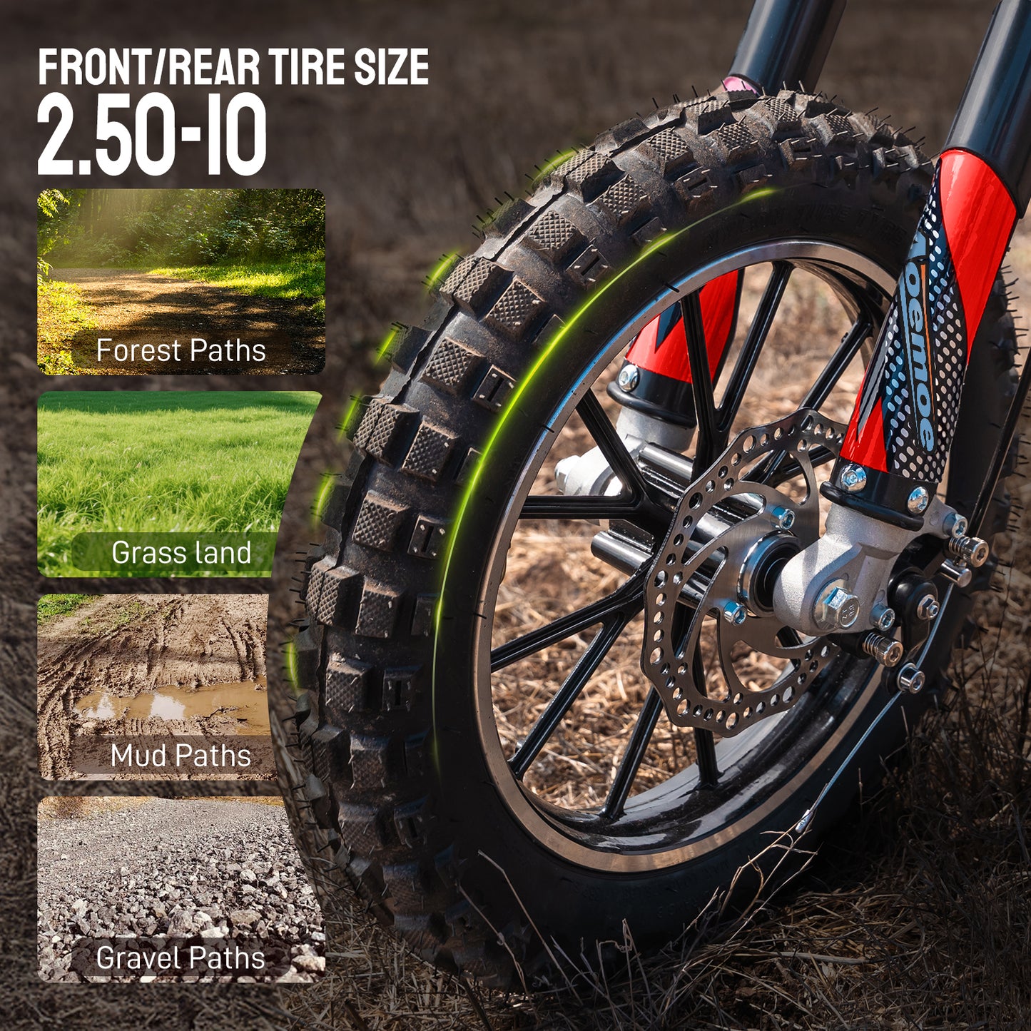 Aoemoe Gas Dirt Bike, 40cc 4-Stroke Gas Powered Kids Off Road Motorcycle (Model-DB4S004) with Off-Road Tire, Suspensions, Disc Brakes, Max Load 165Lbs, Up to 25Mph, NO OIL MIX REQUIRED