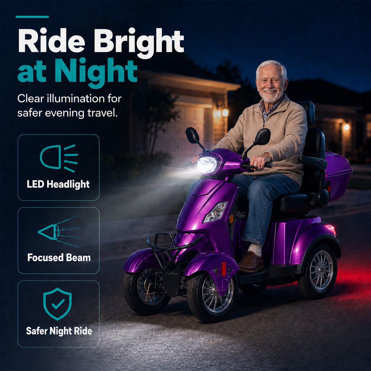 LiltJan Electric Mobility Scooter for Adults Seniors, Heavy Duty 4 Wheel All Terrain Scooter with 800W Brushless Motor, 500 lbs Capacity, 31 Miles Range, 15 MPH Adjustable Speed, Full Suspension