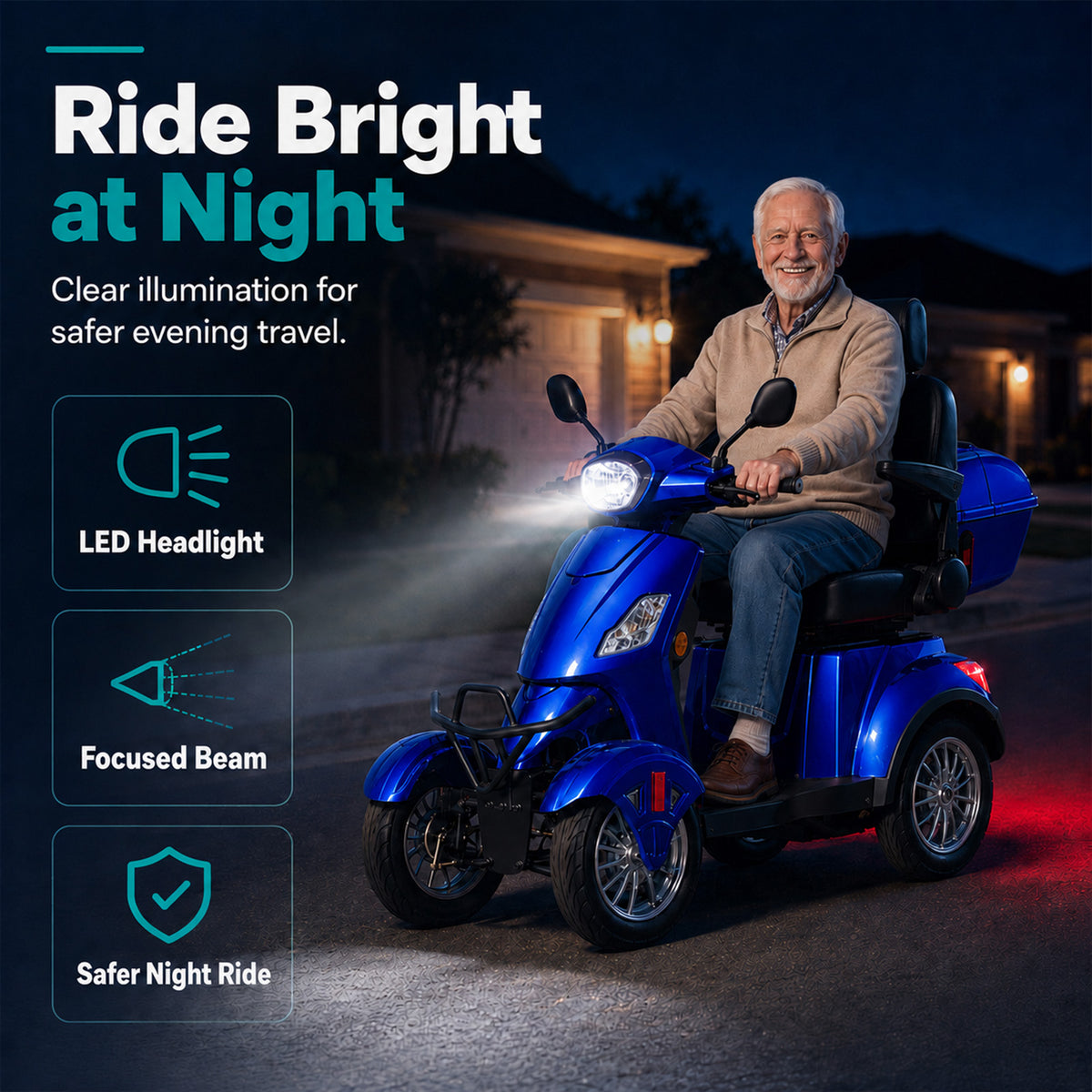 LiltJan Electric Mobility Scooter for Adults Seniors, Heavy Duty 4 Wheel All Terrain Scooter with 800W Brushless Motor, 500 lbs Capacity, 31 Miles Range, 15 MPH Adjustable Speed, Full Suspension