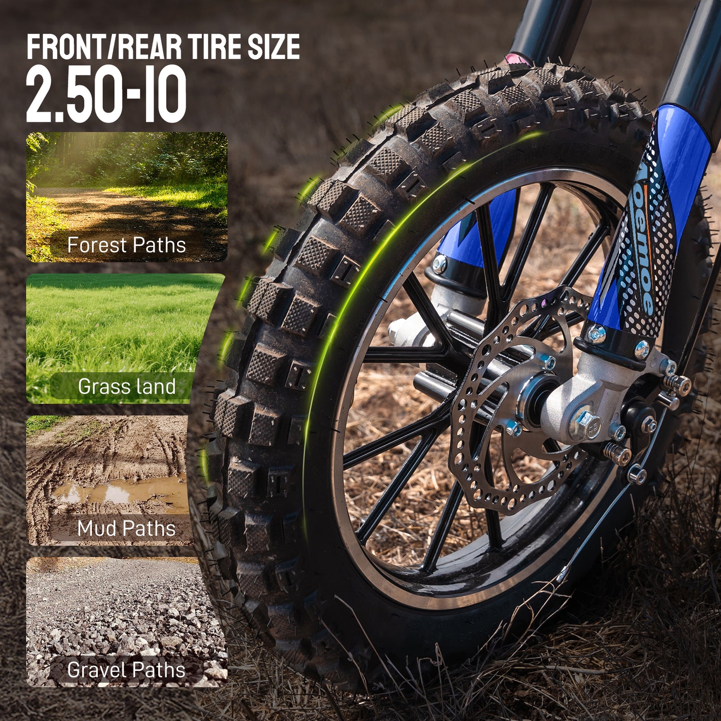 Aoemoe Gas Dirt Bike, 50cc 4-Stroke Gas Powered Kids Off Road Motorcycle (Model-DB4S004) with Off-Road Tire, Suspensions, Disc Brakes, Max Load 165Lbs, Up to 25Mph, NO OIL MIX REQUIRED