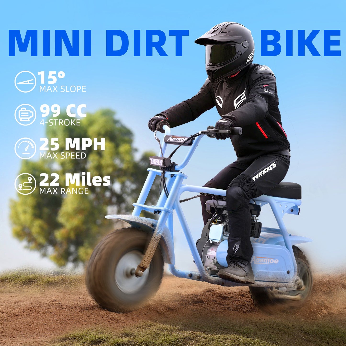 MOSTA  Mini Bike, Gas Dirt Bike, Minibike, Gas Powered Mini Bikes for Adults, 99cc-4 Stroke Pit Bikes with Led, Dirtbike Max Load 200 Lbs, Speed 34.5 KM/H, Perfect Gift