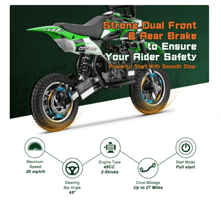 Aoemoe DB1 Gasoline 50CC Dirt Bike, GREEN