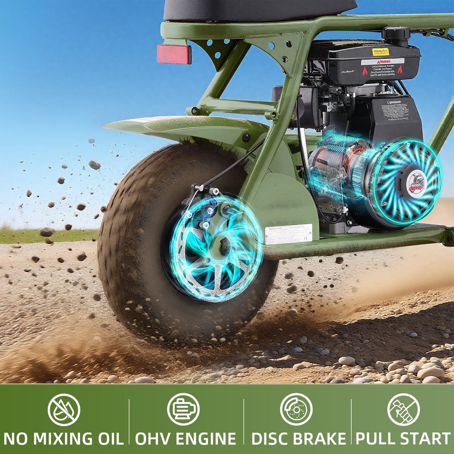 Aoemoe 4-Stroke 99cc Mini Dirt Bike, Green