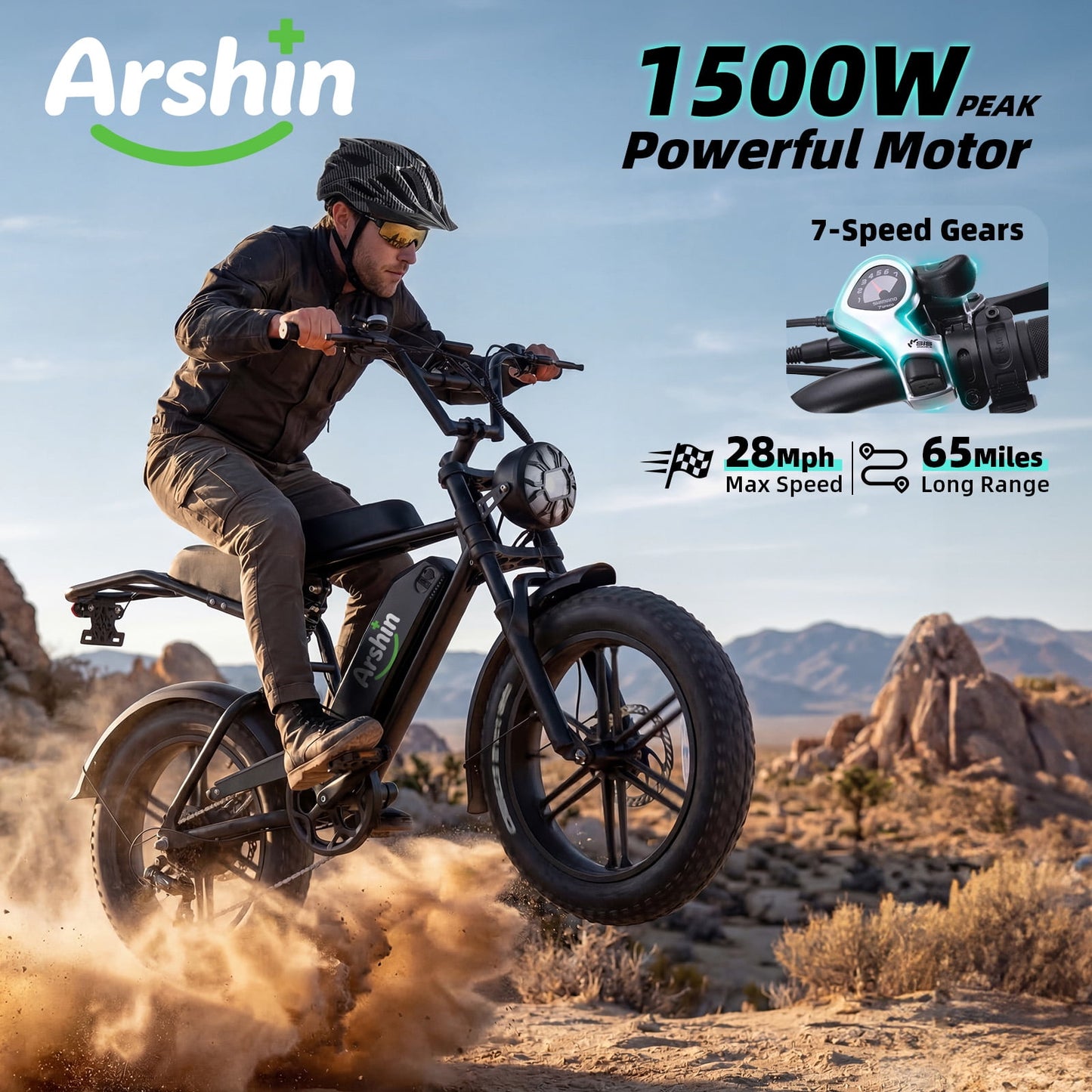 Upgrade 20" Electric Bike for Adults,Off‑Road Fat Tire Ebike,1500W Peak Motor,48V 15Ah Removable Battery,28 MPH Max Speed,UL2849 Certified for Ages 16+ (Black)