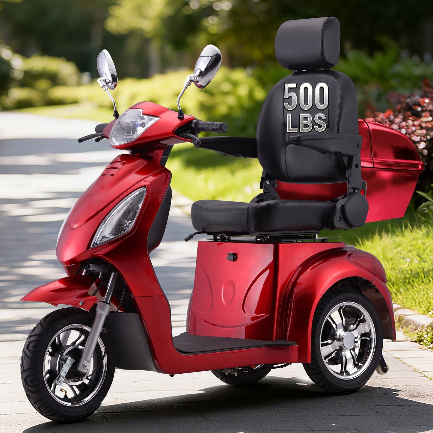 Upgrade Heavy Duty 3 Wheel Mobility Scooter for Seniors & Adults 500lbs Capacity,Arshin Electric Powered Wheelchair Device for Travel,800W All Terrain Mobility Scooter,31 Miles Range,7-15 Mph(Red)