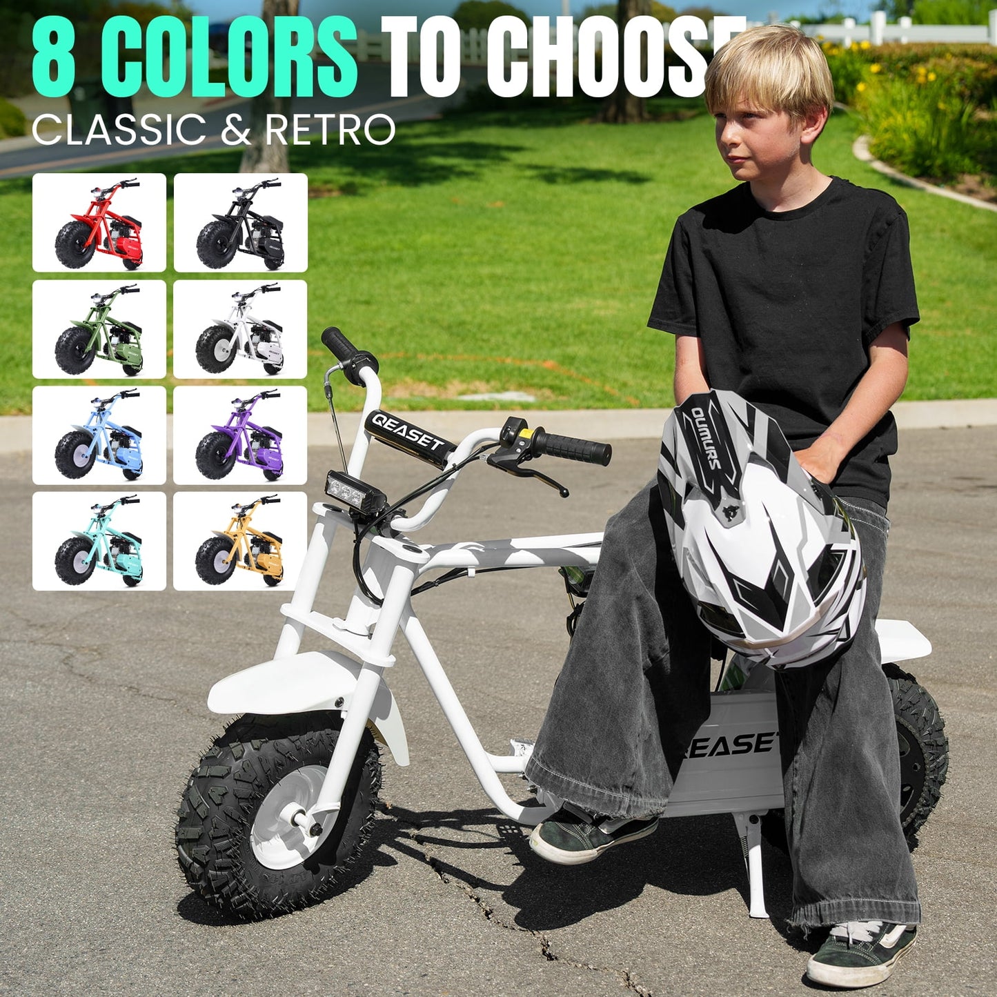 QEASET Mini Dirt Bike – 30 km/h 4-Stroke Off-Road Motorcycle for Teens & Adults,Green