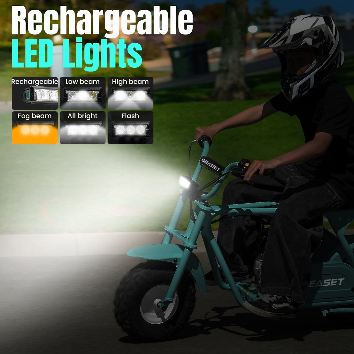 QEASET Mini Dirt Bike – 30 km/h 4-Stroke Off-Road Motorcycle for Teens & Adults,Teal