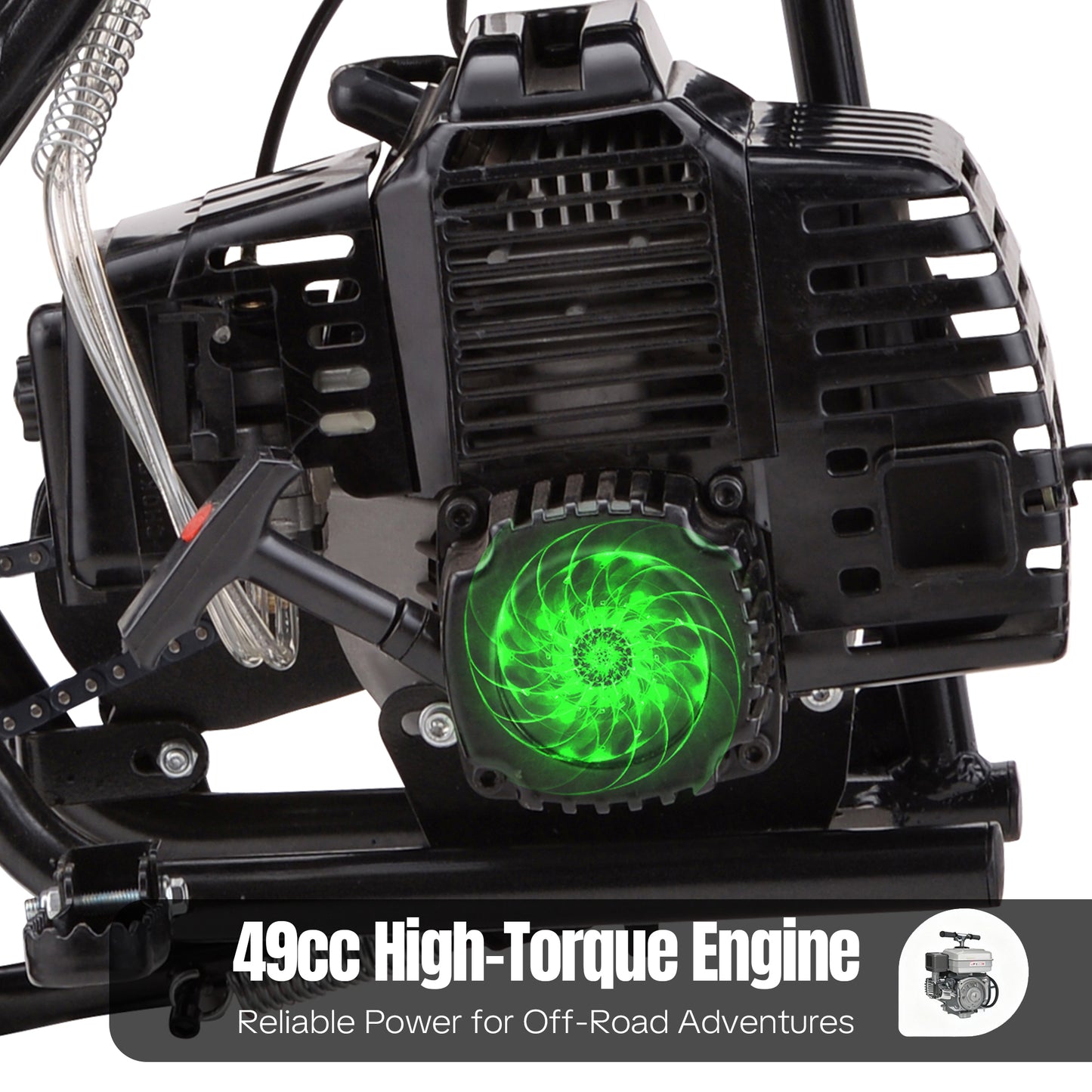 QEASET 49CC Dirt Bike, Mini Bike 2-Stroke Gas Powered off Road with Max Speed 20MPH, Pull Start