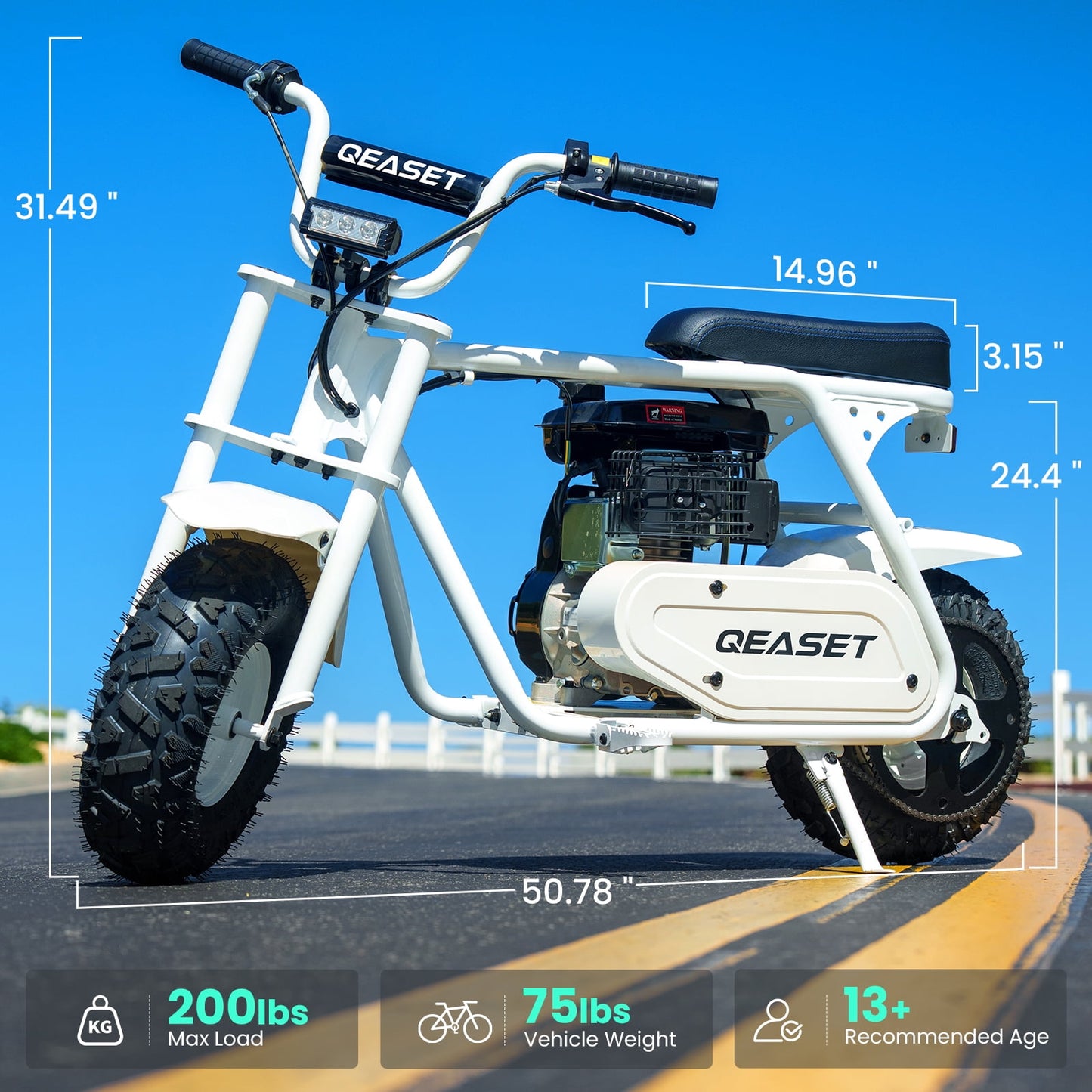 QEASET Mini Dirt Bike – 30 km/h 4-Stroke Off-Road Motorcycle for Teens & Adults,Green