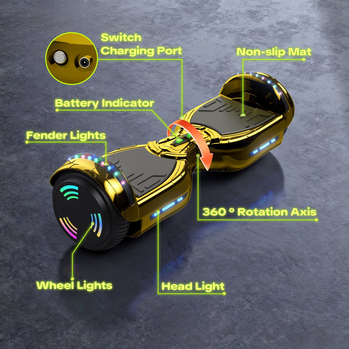 Mosta Hover Electric Scooter Board for Kids & Adults, 9 mph & 9 Miles All Terrain Self-Balance Scooter with Bluetooth and Led Lights,6.5 inch,165 lbs capacity,LED Light,Perfect Gift