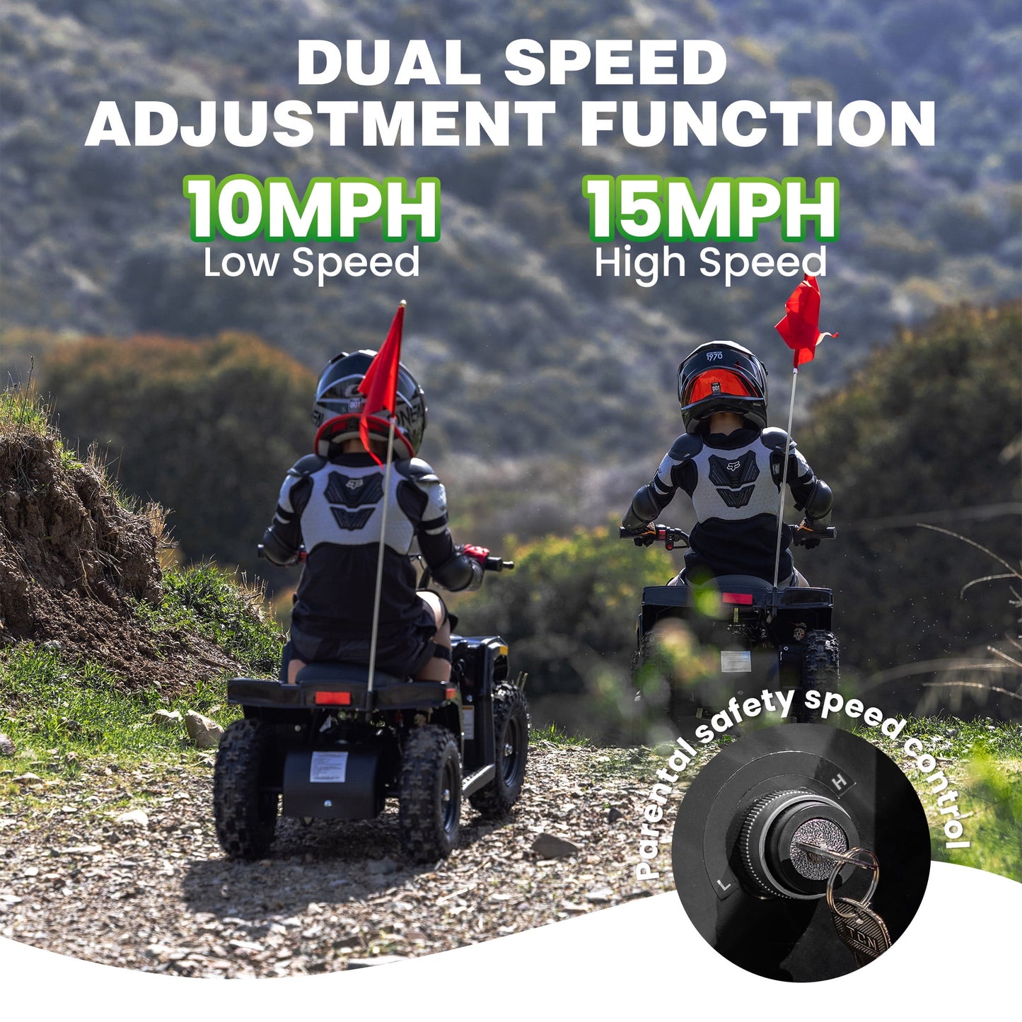 Aoemoe 36V Battery-Powered Ride-On Off-Road Buggy – 2-Speed Parent-Lock, 10-Mile Range ,Green