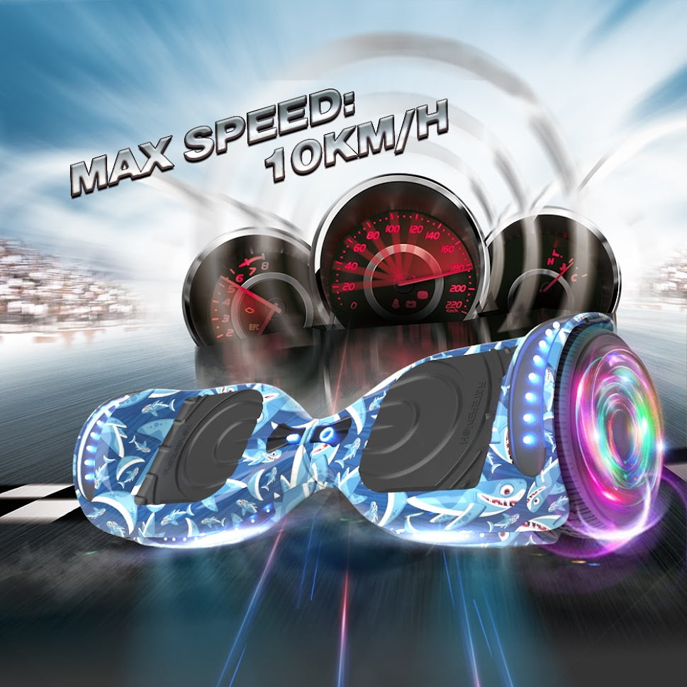 Flash Wheel Hoverboard 6.5" Bluetooth Speaker with LED Light Self Balancing Wheel Electric Scooter, Baby Shark