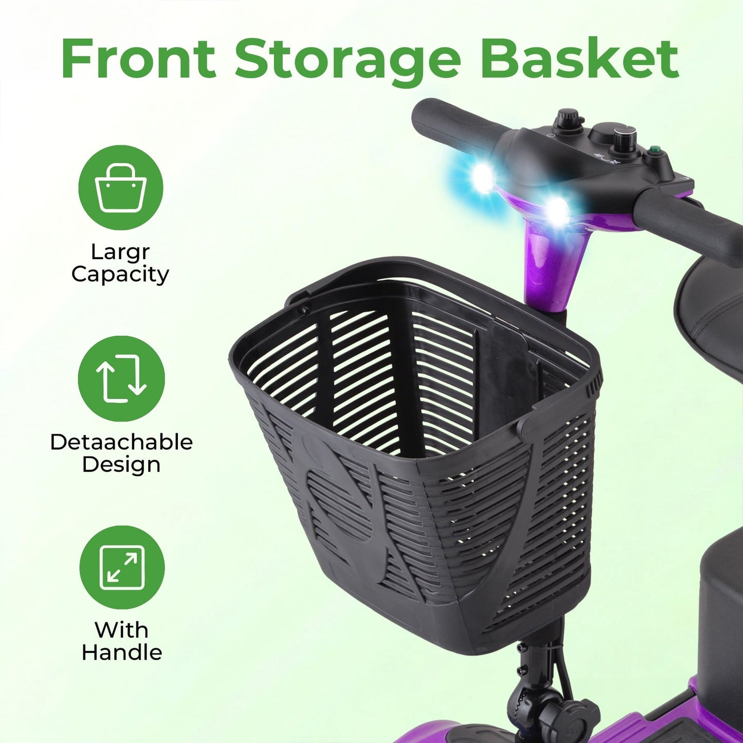 Arshin Upgrade 4 Wheels Mobility Scooter with Removable Battery,Compact Heavy Duty Mobile for Travel,Foldable Powered Wheelchair for Adult,300lbs,Purple