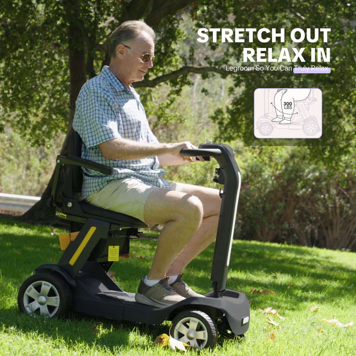 Upgrade Heavy Duty Mobility Scooter for Seniors-Electric Powered Wheelchair,Trunk-Friendly! Best Gift for Mom & Dad,Supports 300 lbs(Black)