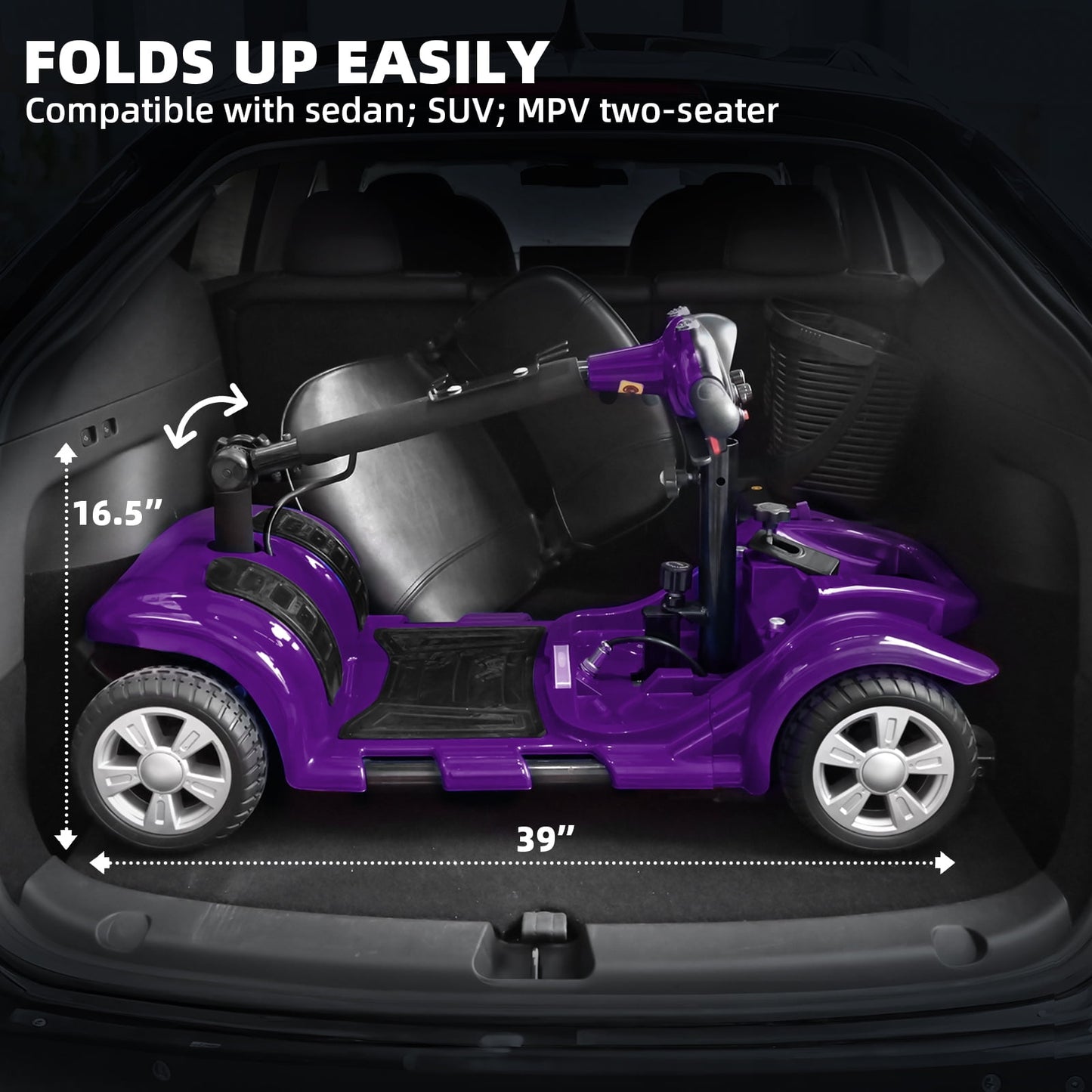 Arshin Mobility Scooters for Seniors,4 Wheels Outdoor Mobility Scooters Lightweight and Portable,180W 24V Electric Mobility Scooters with High-Power Motor,Suitable for Travel,Adults,Elderly(Purple)