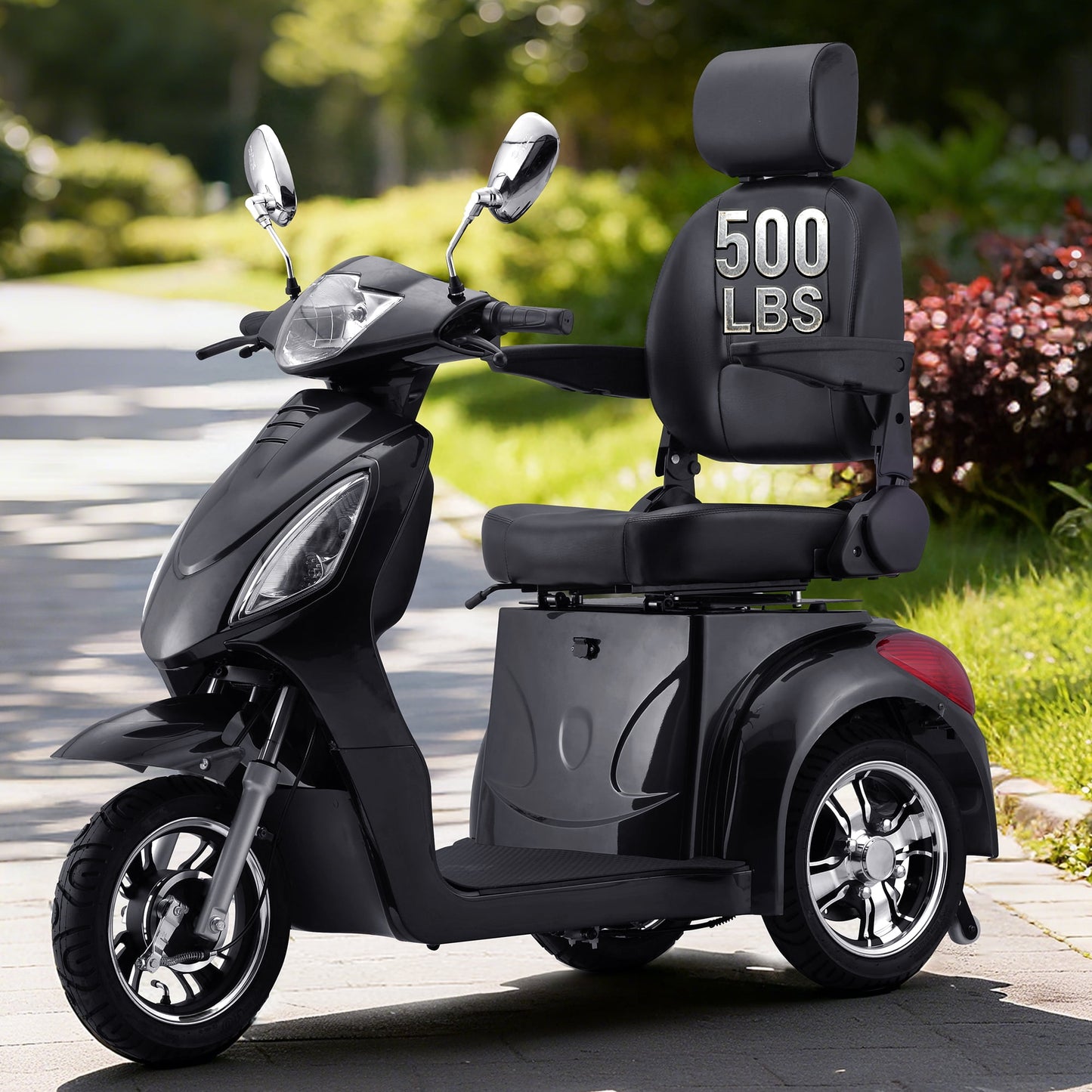 Heavy Duty 3 Wheel Mobility Scooters for Seniors & Adults 500lbs Capacity,Arshin Electric Powered Wheelchair Device,800W All Terrain Fast Mobility Scooter,31 Miles Long Range Battery(Black)