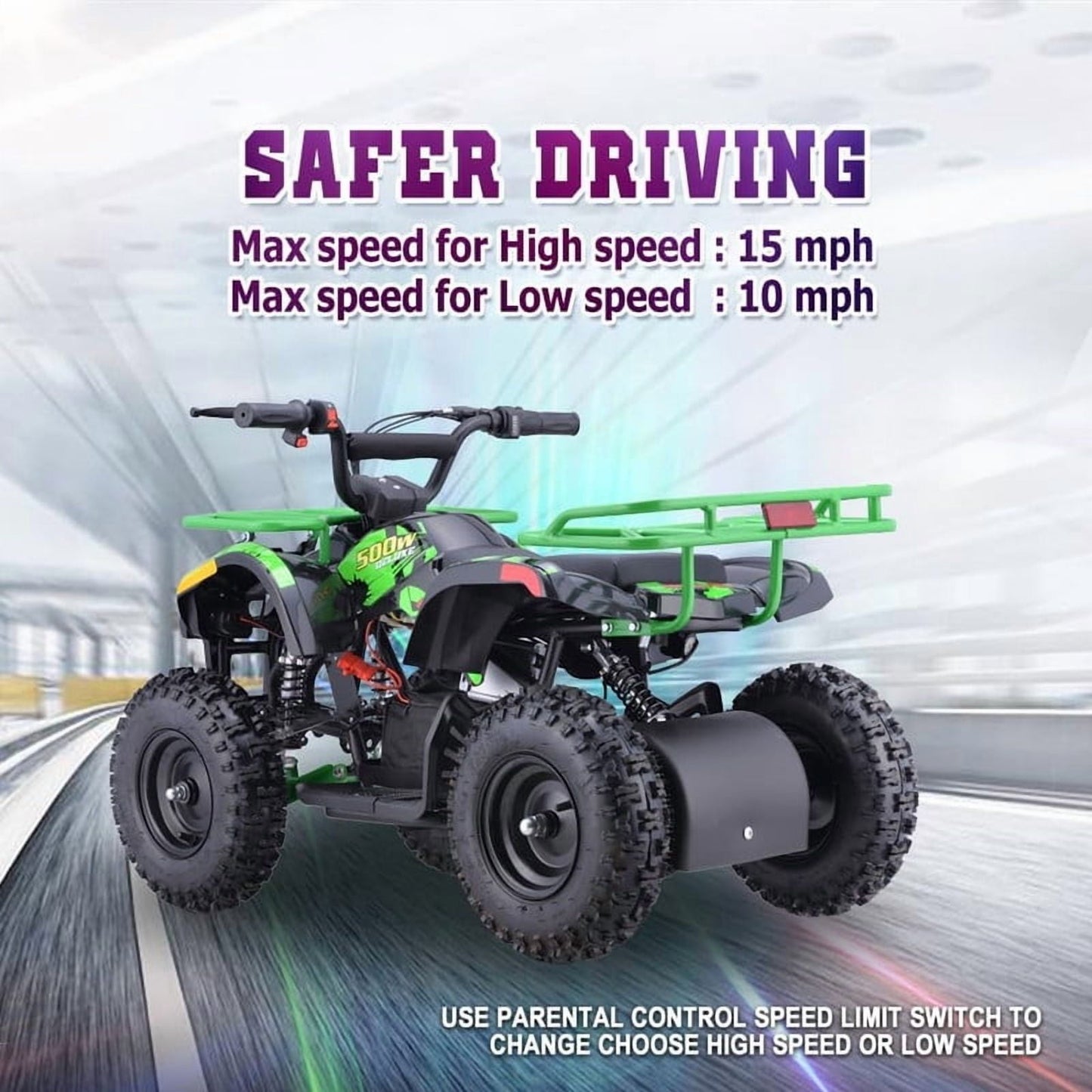 QEASET Electric atv Dirt Quad, 36V 500W Motor, 12-16mph Speed, Twist Grip Acceleration & Hand Operated Disc Brakes,Knobby Air Tires, Multiple Colors, Holiday Gifts