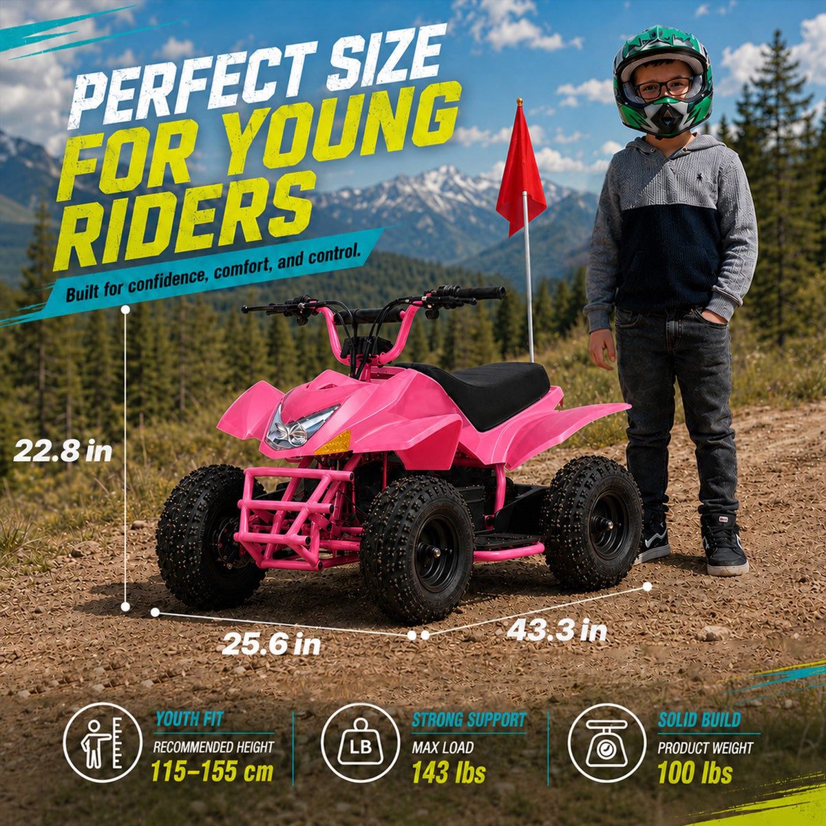 36V Electric 4 Wheeler, Electric Four Wheeler with Rubber Tires, 500W Off-Road All-Terrain Featuring Dual Speed Adjust, Front Rear Shock Absorbers, Multiple Safety Protection Designs,PINK