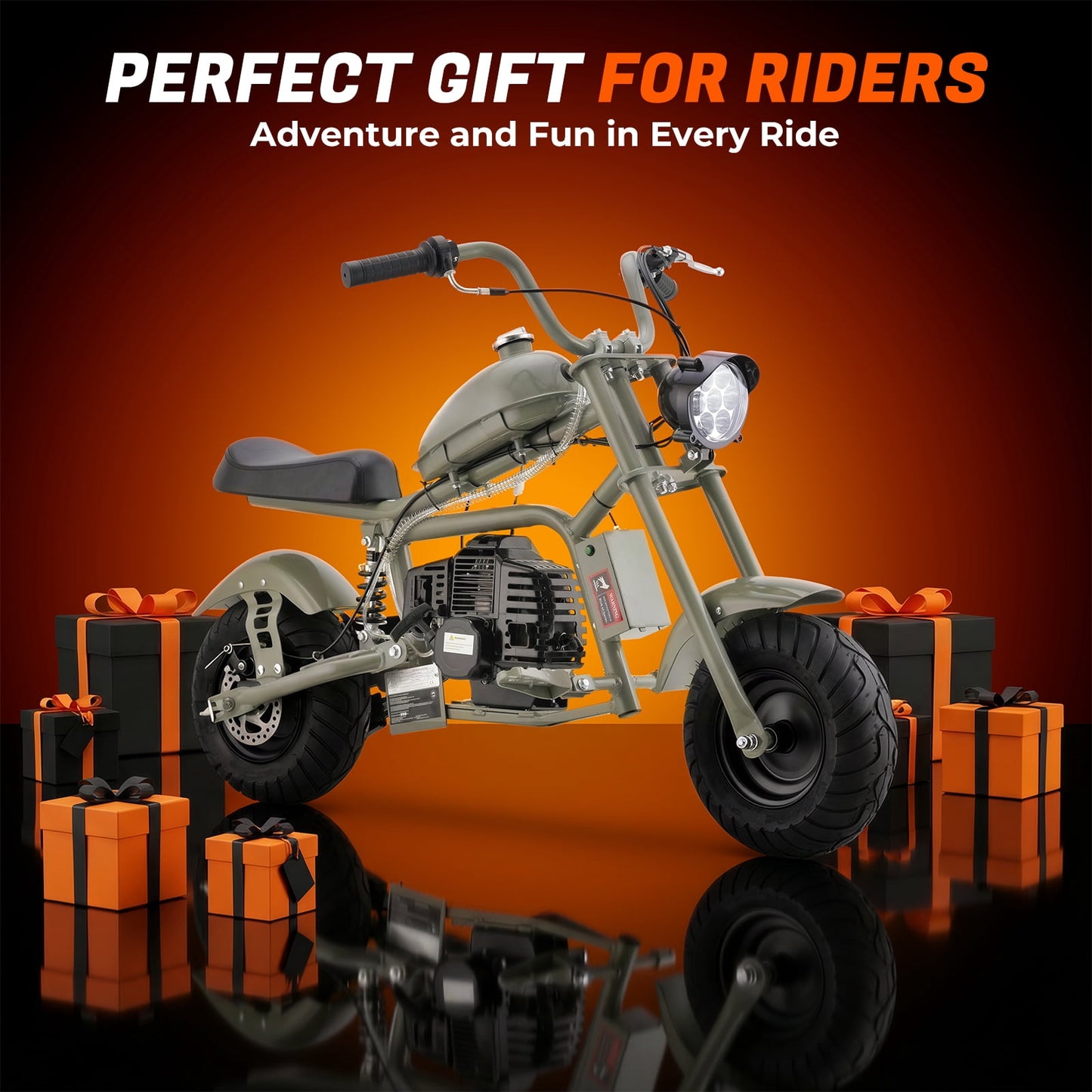 QEASET 39cc Gas Mini Bike,4-Stroke, Off-Road Ride-On Motorcycle, Top Speed 18 mph, 165 lb Capacity, Black