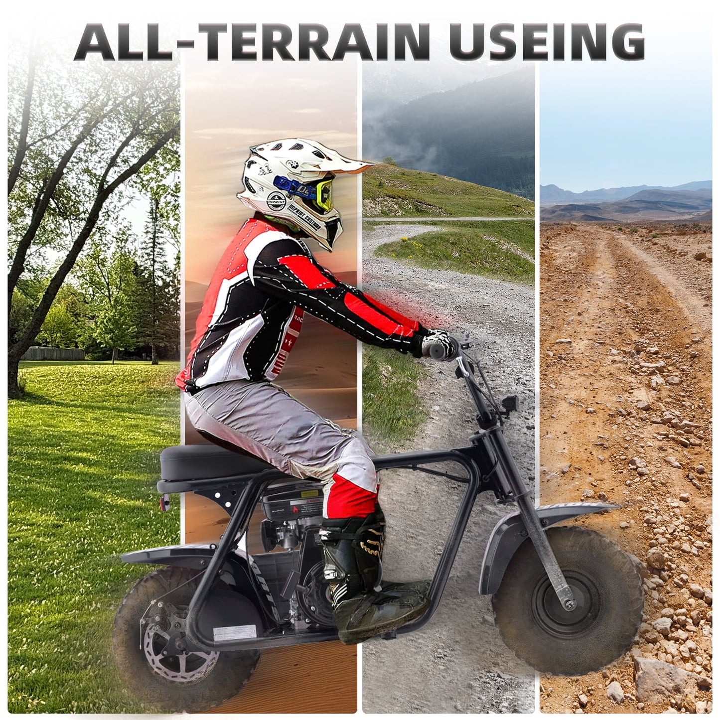 Aoemoe MB001 Gas Powered Mini Dirt Bike 99CC for Teens and Adults, 22MPH Off Road Motorcycle, Weight Support Up to 200 LBS - Black
