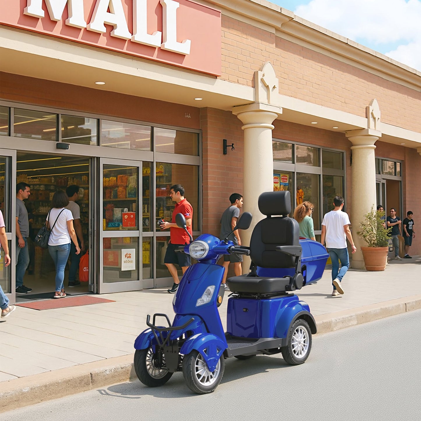 Arshin Mobility Scooter for Seniors & Adults–500lbs Capacity Heavy Duty 4-Wheel Electric Scooter,800W Motor,Long Range Battery(25 Miles),Speed Adjustable 7.5–15 mph,Full Accessories(Blue)