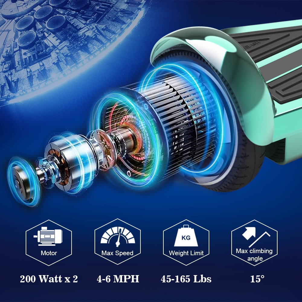 MOSTA All Terrain Self-Balance Scoote ,Electric Scooter Board for Kids & Adults with Bluetooth and Led Lights,6.5 inch,165 lbs capacity Perfect Gift