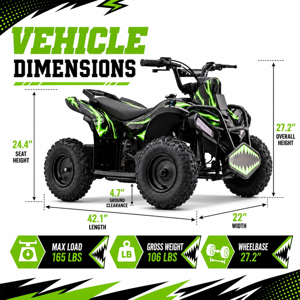 40cc Teen Gas ATV, Gas Powered 4 Wheeler for Teens 13+, 4-Stroke Beginner ATV, Up to 15 MPH, Adjustable Speed, Safety Switches, Front & Rear Brakes - Green