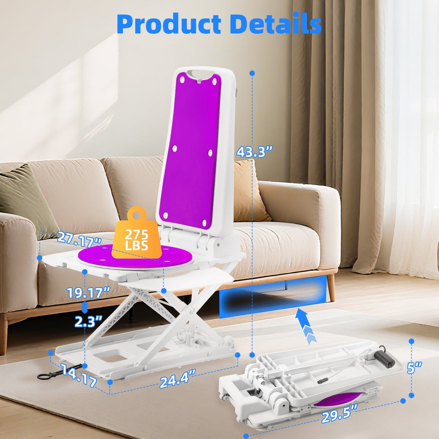 QEASET Ultra Quiet Bath Lift, Purple