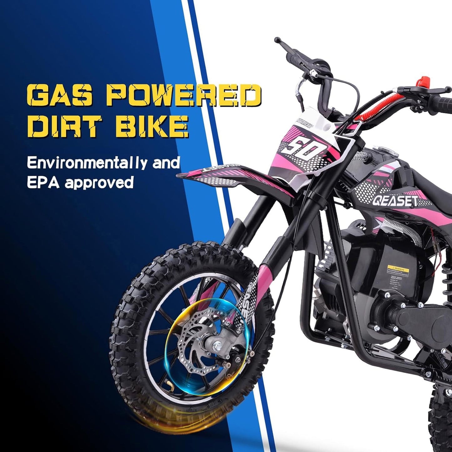 Gas Dirt Bike for Adults & Teens, 49CC 4-Stroke Gas Powered off Road(Pink)