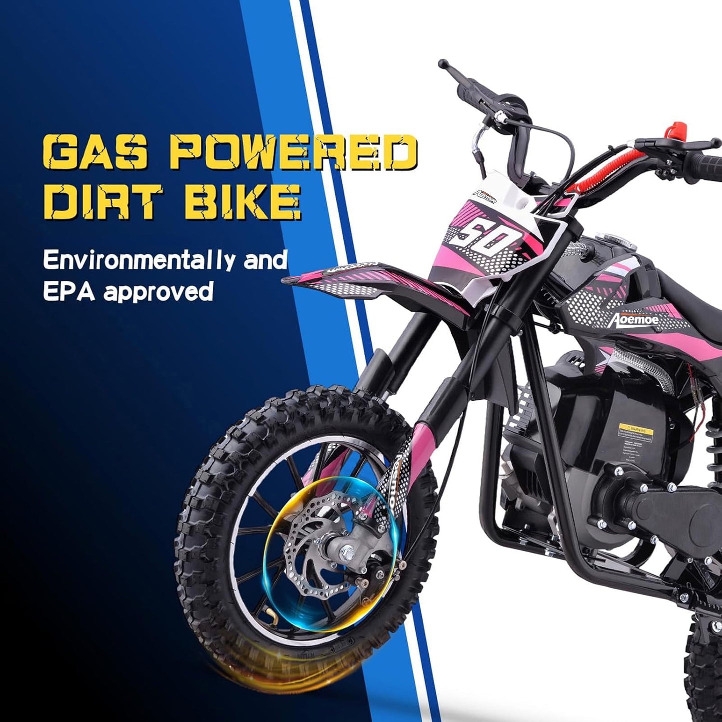 Aoemoe 40cc 4-Stroke Kids Mini Dirt Bike, Gas Powered, Rear Suspension & Disc Brakes, 20Mph/165Lbs,Pink
