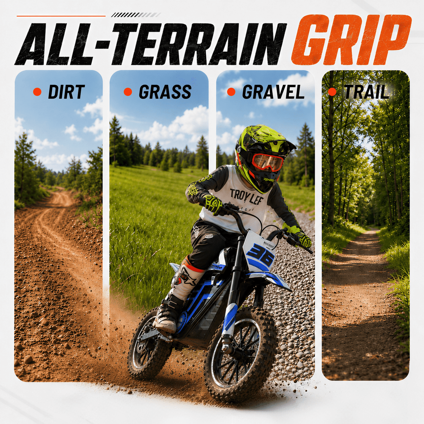 36V Electric Dirt Bike for Kids,IVFJFV 500W Kids Electric Dirt Bike, All Terrain Off-Road E Dirt Bike with Front & Rear Disc Brakes,Dual Speed Mode Max 17.4 MPH,23.6 Miles Long Range,RED
