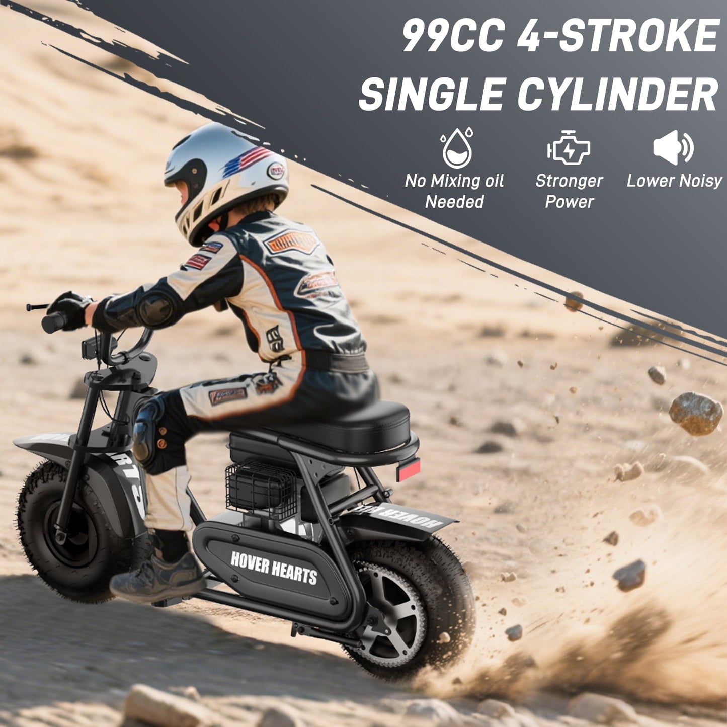 Aoemoe 99CC MB001 Gasoline Mini Dirt Bike,4-Stroke 18MPH Off Road Motorcycle, Weight Support Up to 165 LBS - Black