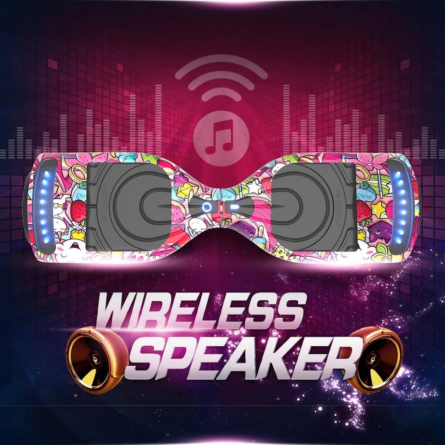 Mosta Electric Hoverboard with New Version Bluetooth Hover Board, Chrome and Design Color Self-Balance Electric Scooter