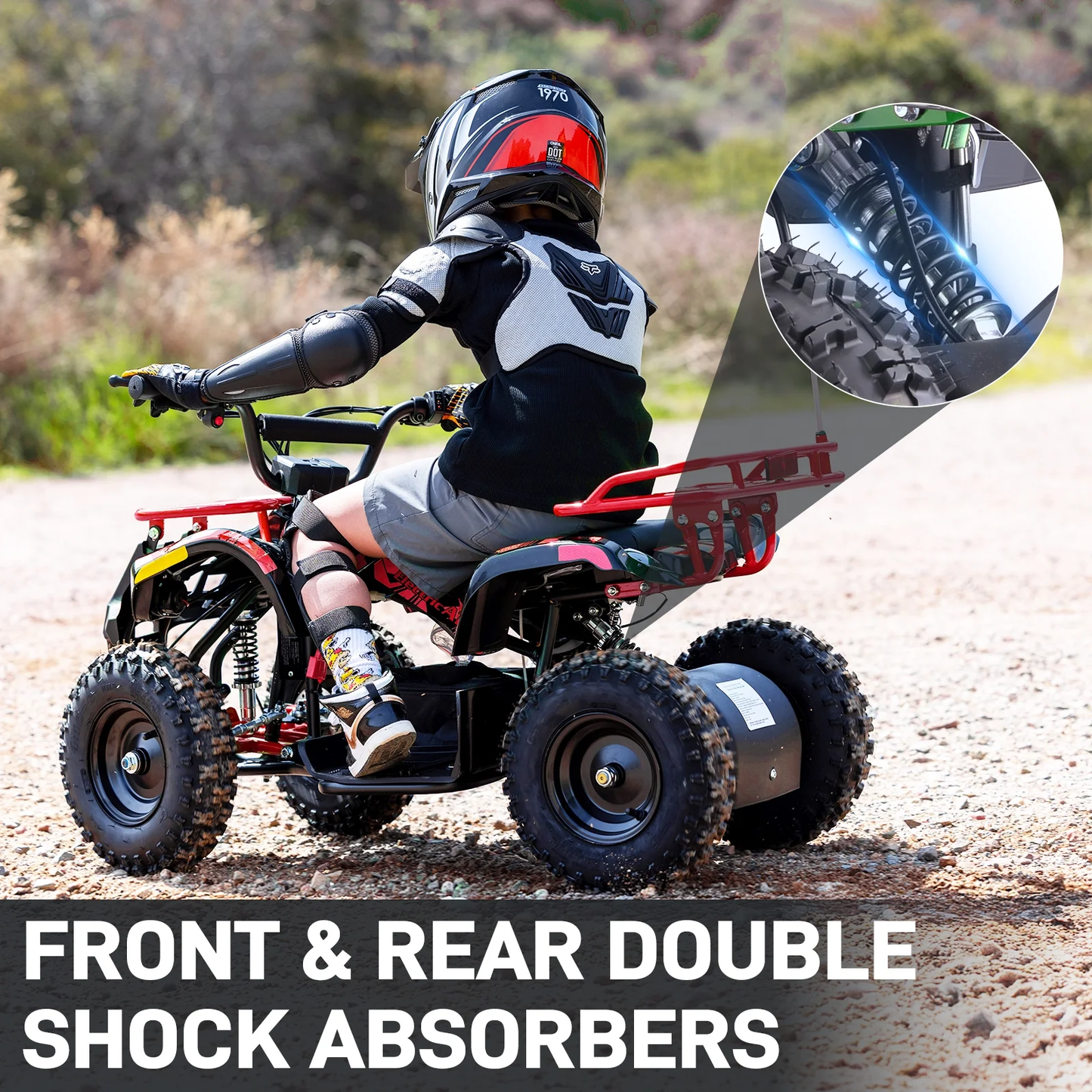 500W 36V Battery Ride-On Off-Road 4-Wheeler – 15-Mile Range, Red