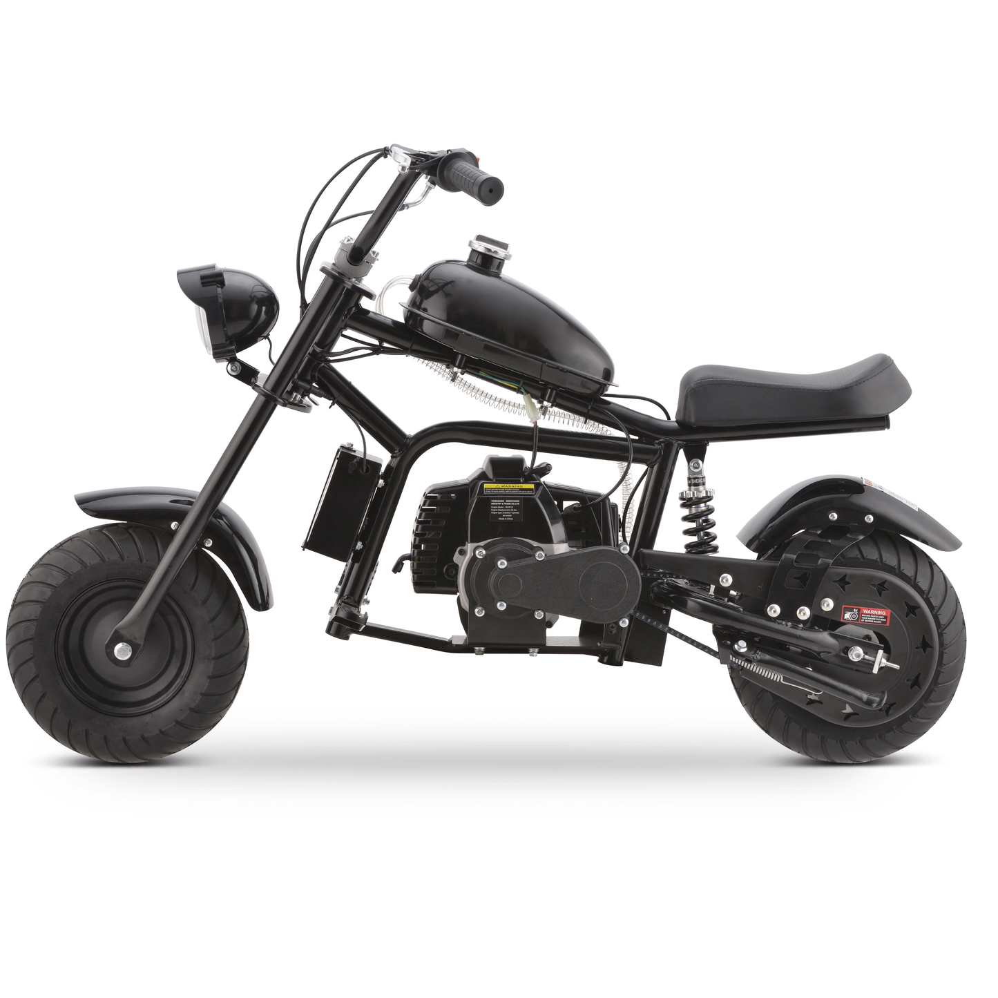 Aoemoe Gas Mini Chopper Bike, DB003 Model 49.4 CC 2-Stroke Dirt Bike with Big Headlight, Rear Shock Absorber, Metal Frame, Disc Brakes, Max Load 165Lbs, Up to 18Mph（Black）