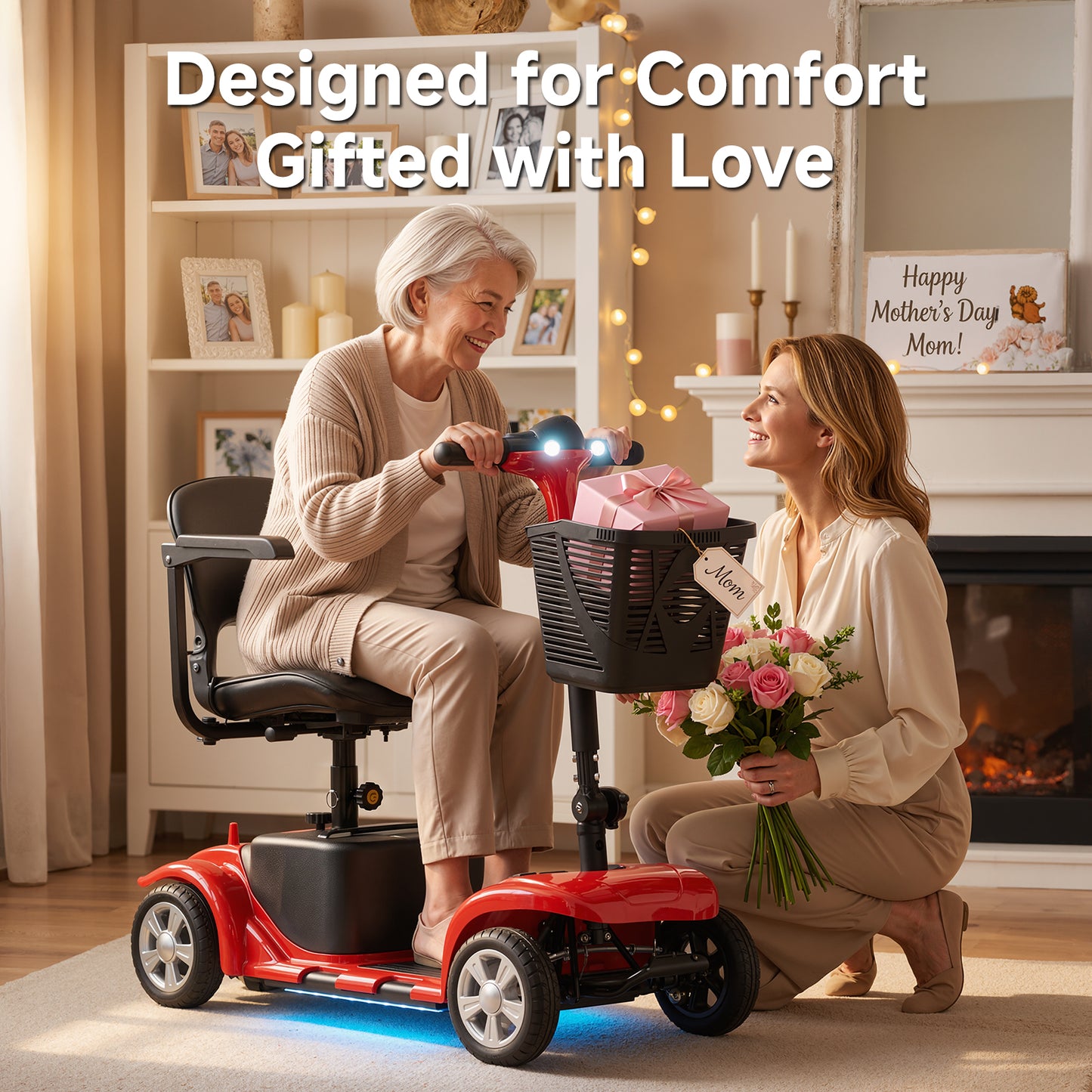 LiltJan Foldable Mobility Scooter for Adults Elderly– Mobility Scooter for Seniors 4-Wheel Portable Motorized Scooter with 300 lbs Capacity with 15 Miles Range