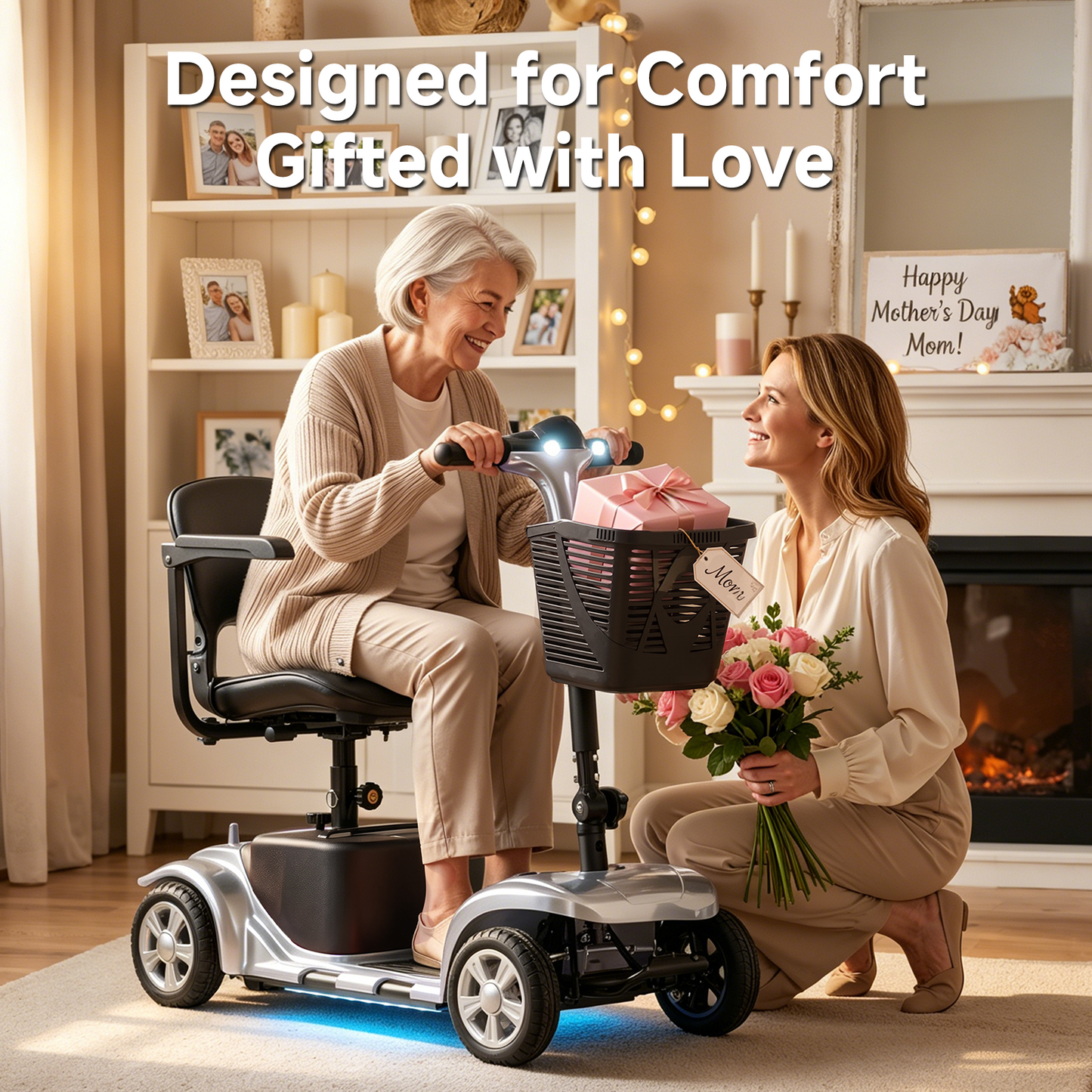 LiltJan Foldable Mobility Scooter for Adults Elderly– Mobility Scooter for Seniors 4-Wheel Portable Motorized Scooter with 300 lbs Capacity with 15 Miles Range