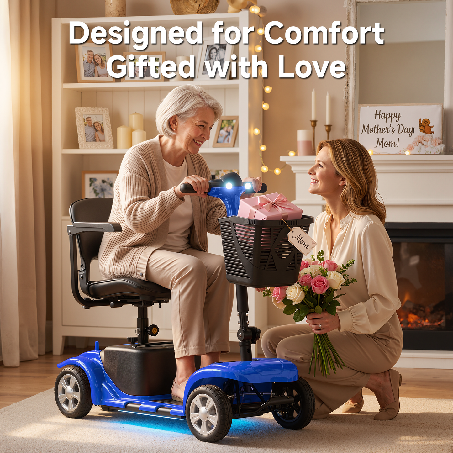 LiltJan Foldable Mobility Scooter for Adults Elderly– Mobility Scooter for Seniors 4-Wheel Portable Motorized Scooter with 300 lbs Capacity with 15 Miles Range
