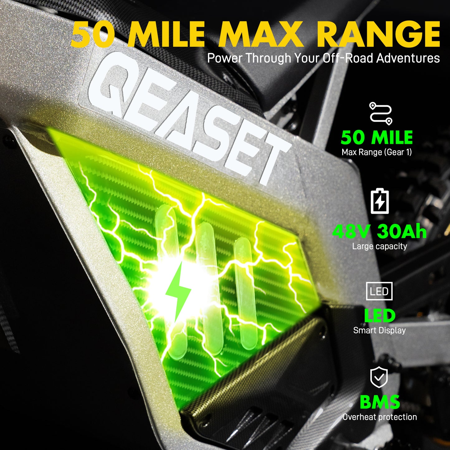 QEASET Electric Dirt Bike for Adults,2000W Motor,48V 30Ah Battery, 200N.m High Torque,Max 42Mph,All Terrain Motorized Dirt Bikes, Gold