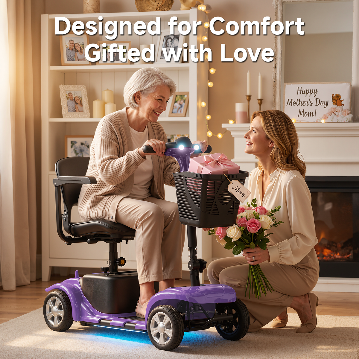 LiltJan Foldable Mobility Scooter for Adults Elderly– 4-Wheel Portable Motorized Scooter with 300 lbs Capacity, Detachable Battery，Including Charger