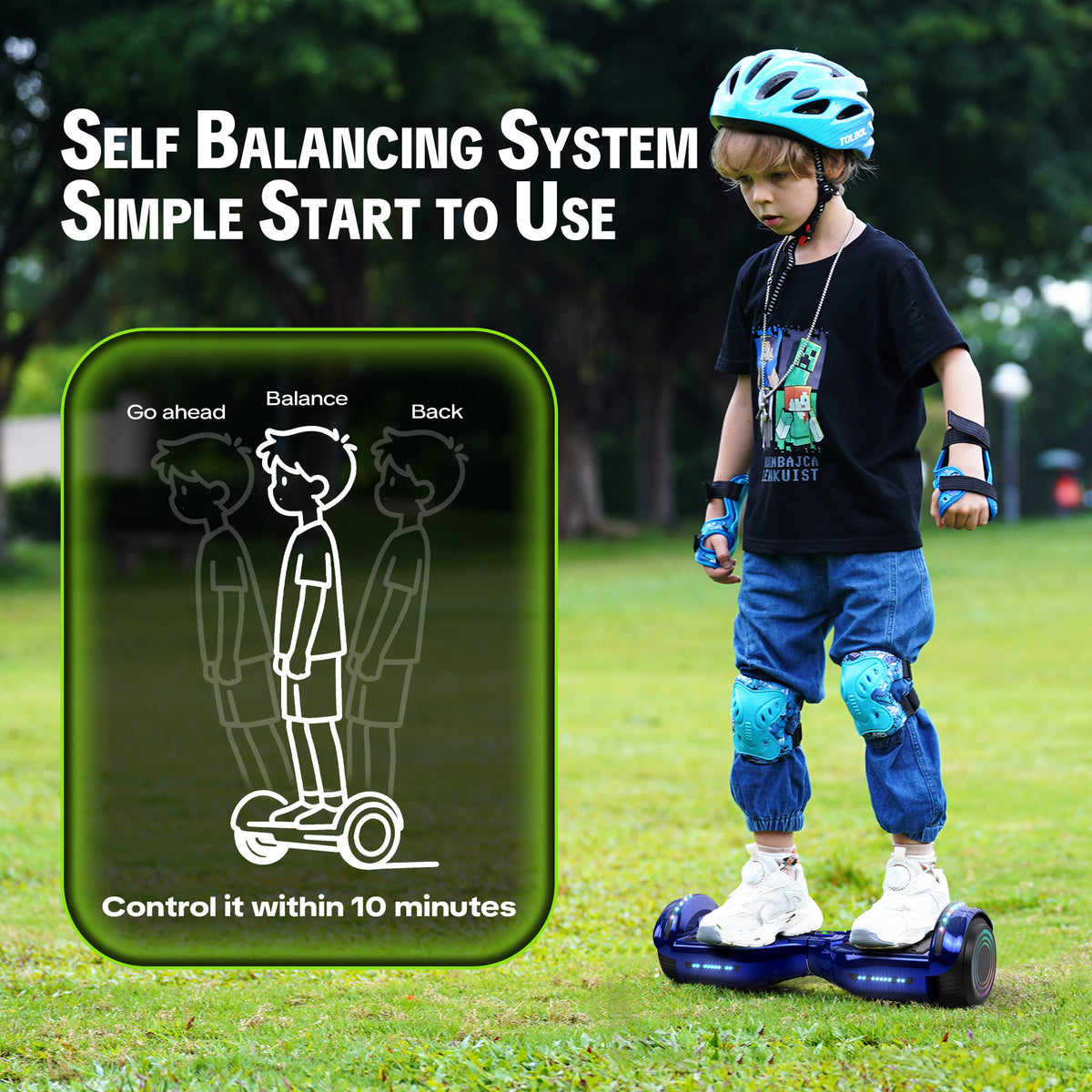 Mosta Hover Electric Scooter Board for Kids & Adults, All Terrain Self-Balance Scooter with Bluetooth and Led Lights,6.5 inch,165 lbs capacity,LED Light,Perfect Gift