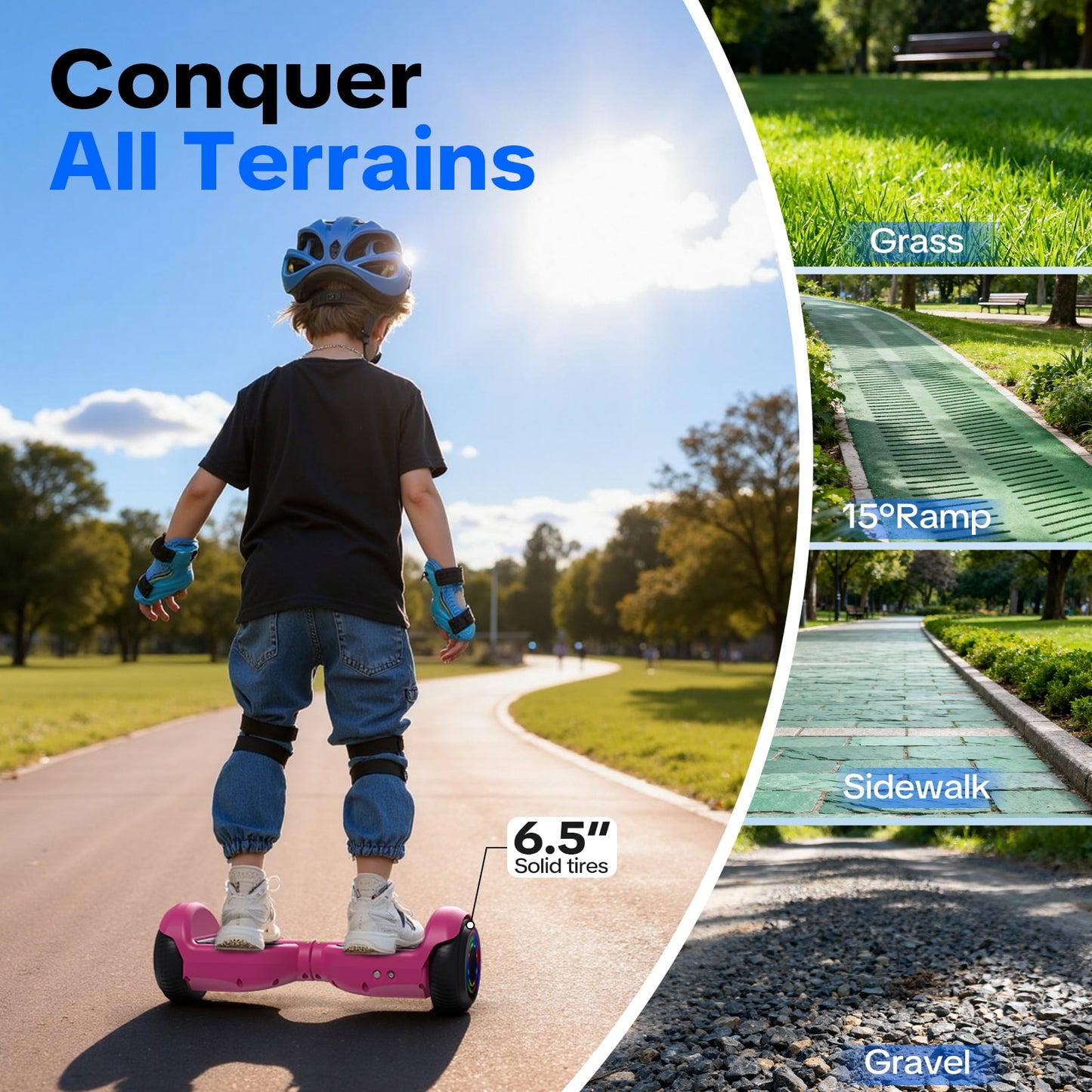 Tcdjtc Hoverboard with 9 Mph Max Speed, Electric Scooter with Bluetooth Speakers and LED Lights