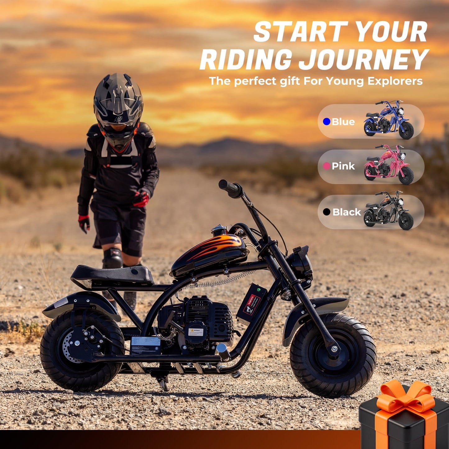 Aoemoe 40cc Dirt Bike up to 18 mph, 27 Miles Long Range, Max 165 Lbs, 4-Stroke,BLACK