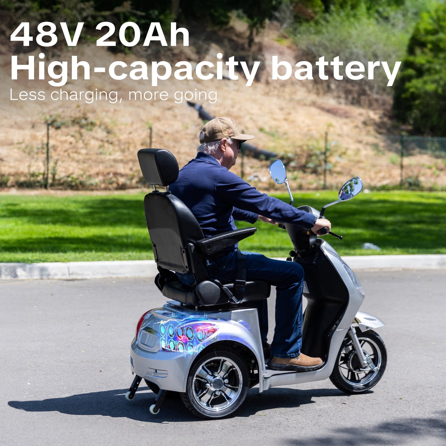 Upgrade Heavy Duty 3 Wheel Mobility Scooter for Seniors & Adults 500lbs Capacity,Arshin Electric Powered Wheelchair Device for Travel,800W All Terrain Mobility Scooter,31 Miles Range,7-15 Mph(Silver)